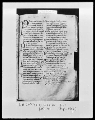 Nekrolog, Welfenchronik und Heiligenviten — Initiale P, Folio 41 recto