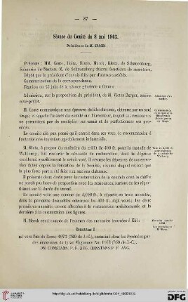 Séance du Comité du 8 mai 1865