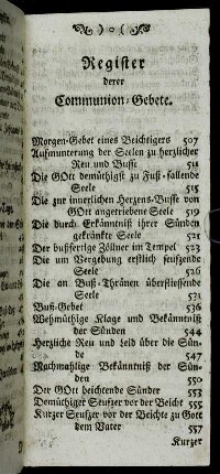 Register derer Communion-Gebete.