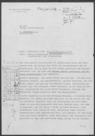 Fichtenberg mit Erlenhof: Visitationsbericht mit Pfarrbericht 1961
