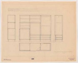 Werkbund-Ausstellung, Stuttgart-Weißenhof Einfamilienhaus Typ C 7: Wohnzimmer, Schrank, Schnitt 1:10