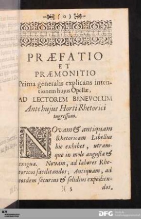 Præfatio Et Præmonitio