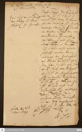 Brief von August Hermann Francke an Erdmuthe Dorothe v. Sachsen-Merseburg.
