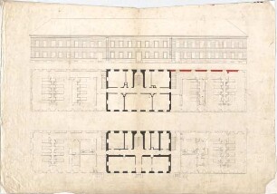 Voit, August von; Krankenhaus - Grundrisse, Ansicht