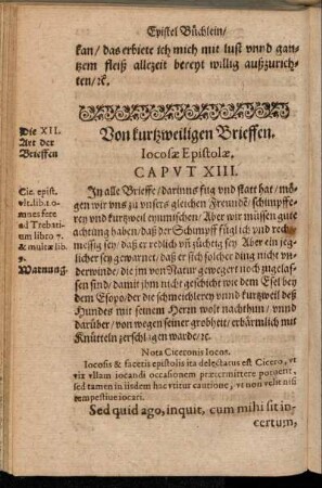 Caput XIII. Von kurtzweiligen Brieffen.
