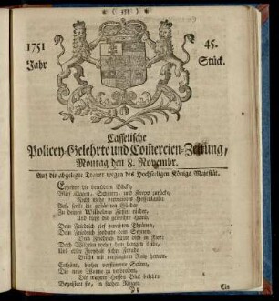 45. Stueck, Montag den 8. Novembr. 1751