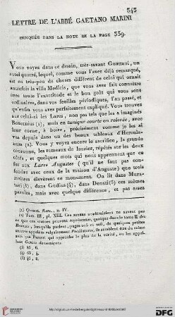 Lettre de l’abbé gaetano marini