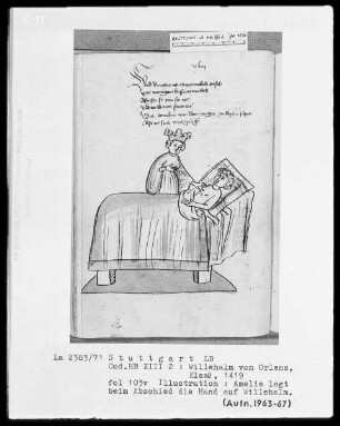 Willehalm von Orlens, Folio 4recto-299verso — Willehalm von Orlens, Folio 4recto-299versoAbschied Ameliens von Willehalm, Folio 103verso