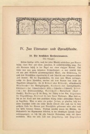 IV. Zur Literatur- und Sprachkunde
