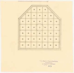 Villa Griebenow, Vetschau Umbau: Decke im Herrenzimmer in Ansicht mit Teilschnitt 1:50 (Variation zu Inv.Nr. 8933)