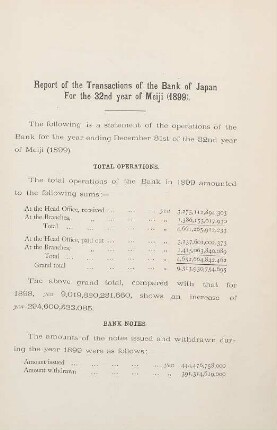 Report of the transactions of the Bank of Japan for the 32nd year of Meiji (1899)