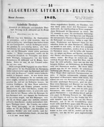 Zeitschrift für Philosophie und katholische Theologie. Jg. 9, H. 1-2. Bonn: Marcus 1848 (Beschluss von Nr. 13)