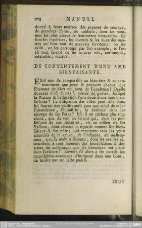 Du Contentement D'Une Ame Bienfaisante