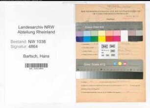 Entnazifizierung Hans Bartsch , geb. 03.09.1908 (Angestellter)