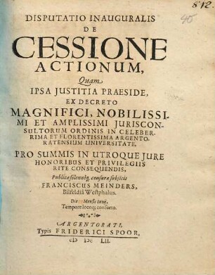 Disputatio Inauguralis De Cessione Actionum