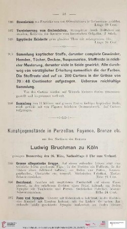 Kunstgegenstände in Porzellan, Fayence, Bronze etc. (Nr. 335 - 363)