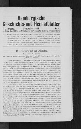 Die Fischerei auf der Oberelbe. : Nach einem am 14. November 1932 im Verein für Hamburgische Geschichte gehaltenen Vortrag.
