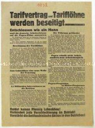 Aufruf der KPD zum Kampf gegen die Wirtschaftspolitik der Reichsregierung