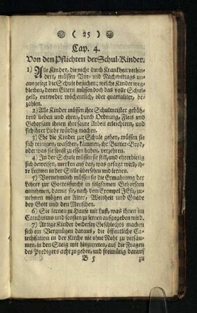 Cap. 4.: Von den Pflichten der Schul-Kinder