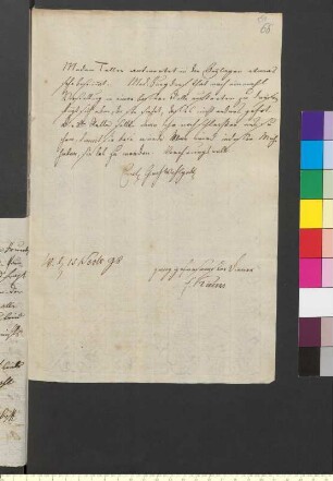 Brief von Kirms, Franz an Goethe, Johann Wolfgang von