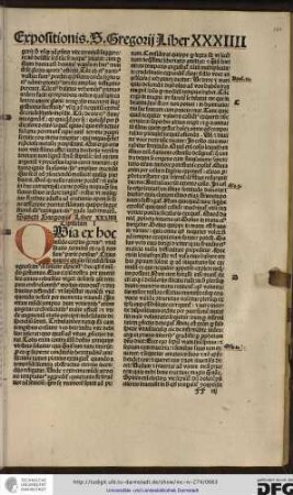 Sancti gregorii liber XXXIIII.