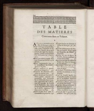 Tables des matieres