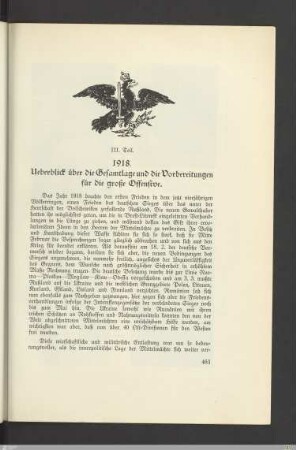 Überblick über die Gesamtlage und die Vorbereitungen für die große Offensive