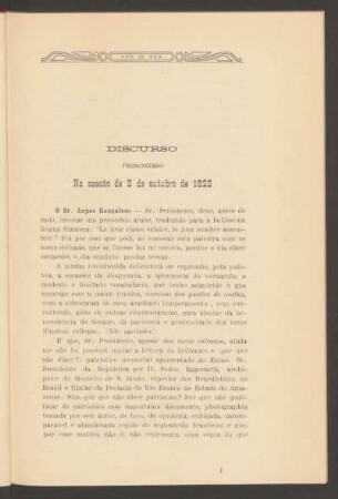 Discurso pronunciado na sessão de 8 de outubro de 1923