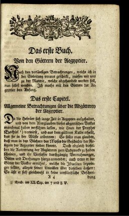 Das erste Capitel. Allgemeine Betrachtungen über die Abgötterey der Aegyptier