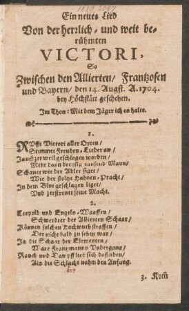 Rvfft Victori aller Orten/ Stimmet Freuden=Lieder an/