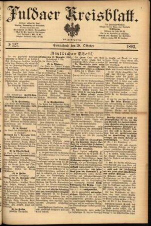 Erste Ausgabe vom Samstag, den 28. Oktober 1893.
