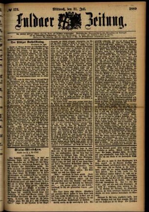Ausgabe vom Mittwoch, den 31. Juli 1889.