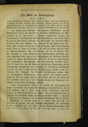 ¬Ein¬ Wort zur Sonntagsfrage