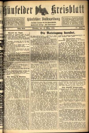Erste Ausgabe vom Dienstag, den 13. März 1928.