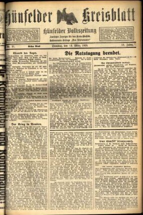 Erste Ausgabe vom Dienstag, den 13. März 1928.