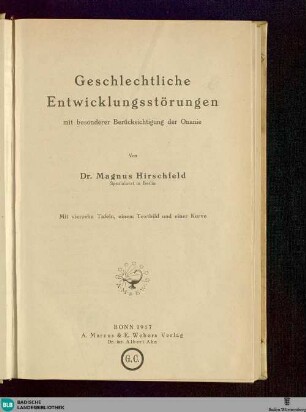 1: Geschlechtliche Entwicklungsstörungen : mit besonderer Berücksichtigung der Onanie