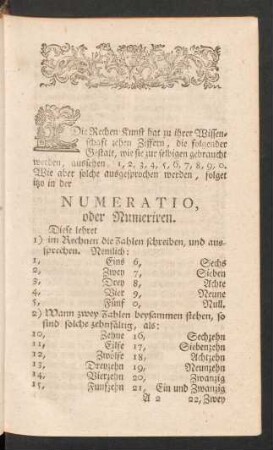 Numeratio, oder Numeriren