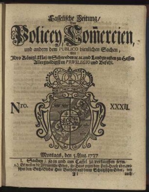 Nro. XXXII, Montags, den 5. Aug. 1737