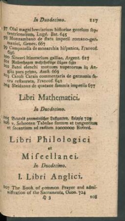 Libri Philologici et Miscellanei. In Duodecimo