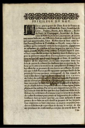 Privilege du Roy.