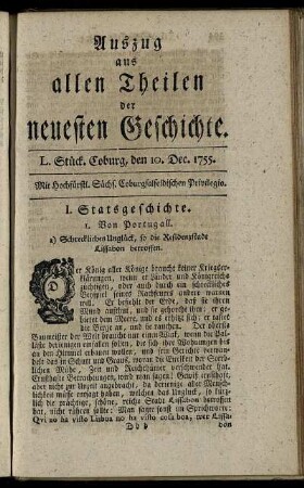 L. Stück. Coburg, den 10. Dec. 1755.