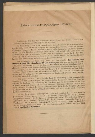 Die dramaturgischen Tafeln