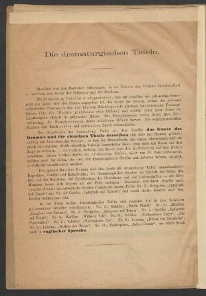 Die dramaturgischen Tafeln