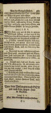 Von dem Verlangen nach Gott und nach dem ewigen Heyl in Gott.