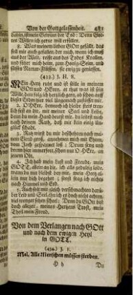 Von dem Verlangen nach Gott und nach dem ewigen Heyl in Gott.