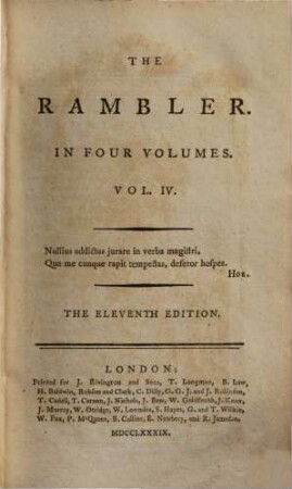 The Rambler : In four volumes, 4.