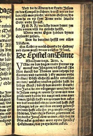De Epistel an Sünte Matthias dage. Acto. 1. [Euangelion an Sünte Matthias dage Matthei xj.]