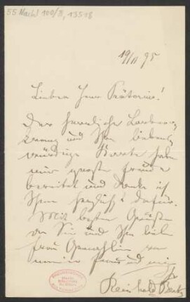 Brief an Wilhelm Praetorius : 19.11.1895