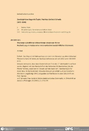 Beschreibung und Analyse einer niedersorbischen handschriftlichen Grammatik