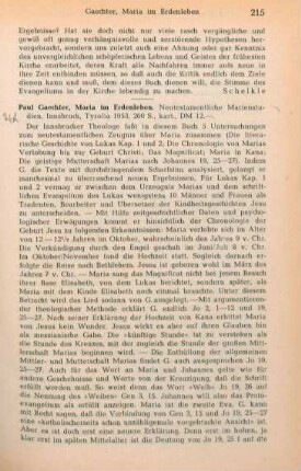 215-216 [Rezension] Gaechter, Paul, Maria im Erdenleben